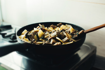 mushrooms with potatoes