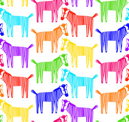 Cartoon colorful zebra seamless pattern, vector illustration 