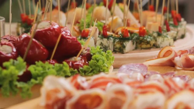 Delicious Canapes and Snacks at the Wedding Banquet