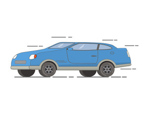 Fototapeta na wymiar The sedan the car in flat style a vector of a compartment modern with an inking. For the websites and toy stores, for games in flat style a vector