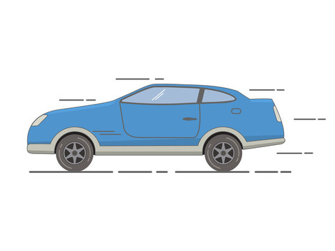 The sports car  of a compartment modern with an inking. For the websites and toy stores, for games in flat style a vector