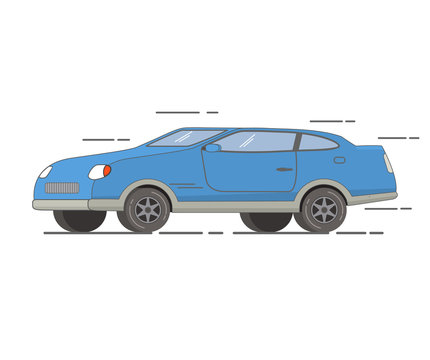 The sedan the car in flat style a vector of a compartment modern with an inking. For the websites and toy stores, for games in flat style a vector