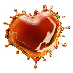 Fototapeta na wymiar Heart from cola splash with bubbles isolated on white