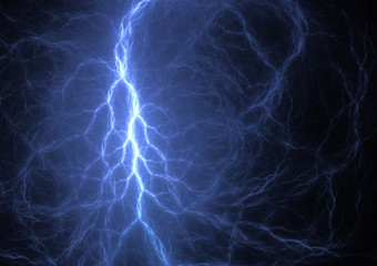 Blue electrical lightning, abstract power background