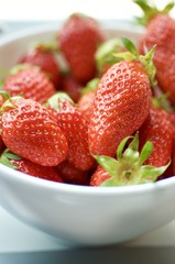 Strawberries in the white bowl