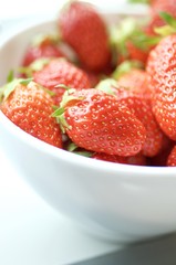Strawberries in the white bowl