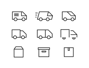Fototapeta na wymiar Outline modern delivery icons set