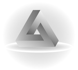 Dreieck 3D, Logo grau mit Schatten