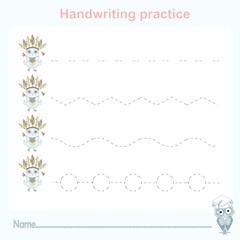 Handwriting practice, games kids, kids activity sheet, training writing practice stock vector illustration