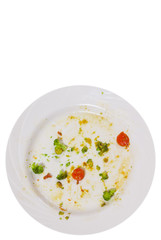 dirty dishes. top view. isolated on white