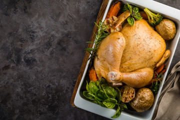 Roasted whole chicken