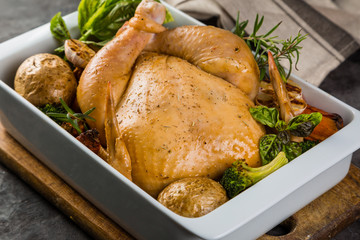 Roasted whole chicken