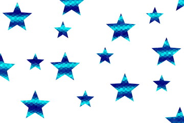 Fototapeta premium Blue mosaic stars on a White background