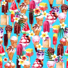 Kussenhoes Ice Cream Mix. Watercolor seamless pattern. © nataliahubbert