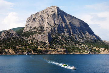 summer, sea, mountain, rock, boat