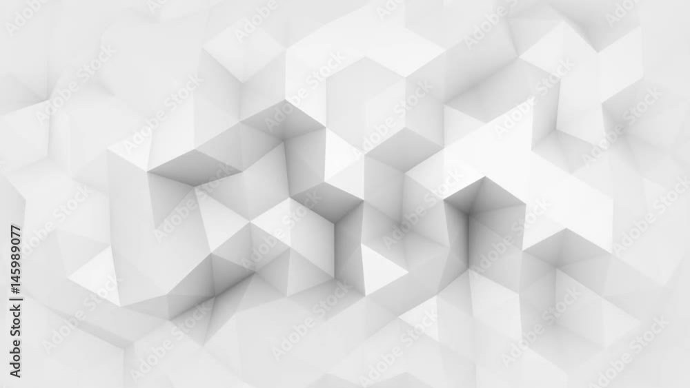 Poster white polygonal geometric surface. computer generated seamless loop abstract motion background. smoo