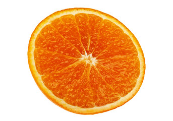 Half orange fruit on a white background
