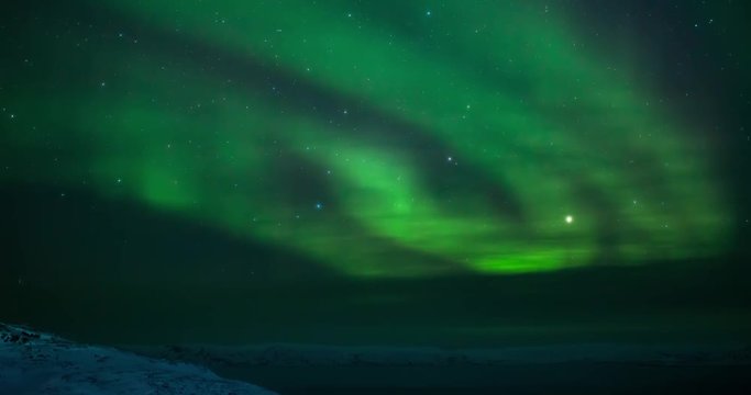 Northern lights. Aurora Borealis time lapse video