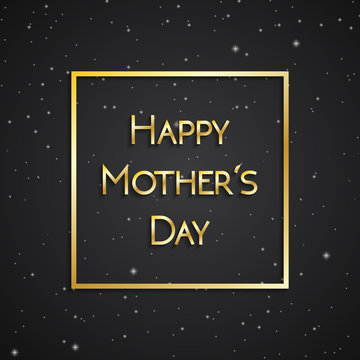 Happy Mother's Day greeting card, gold on the background of black starry sky