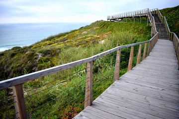 Fototapeta na wymiar Stairs along the ocean