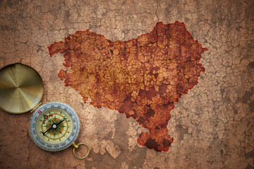 map of basque country on a old vintage crack paper