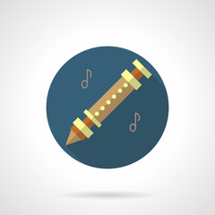 Flute music flat round vector icon