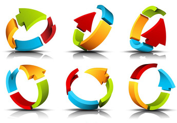 Multicolored 3D Arrow Loop Icons 2