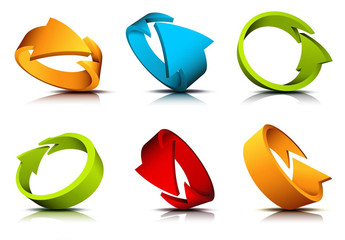 Multicolored 3D Arrow Loop Icons 1
