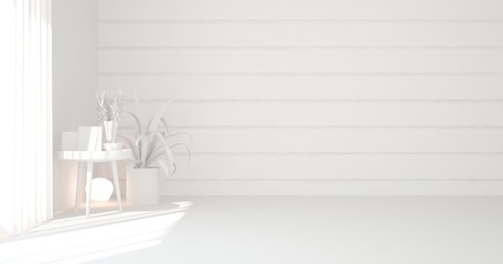 Fototapeta premium White empty room. Scandinavian interior design. 3D illustration