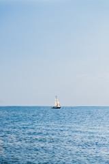 Lonely Sailing Boat in Sea