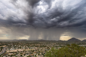 Rain and dark storm clouds