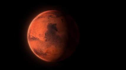 Obraz na płótnie Canvas Mars planet, isolated on black background