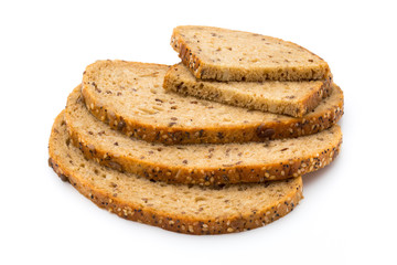 Rye bread slice isolated on white background.