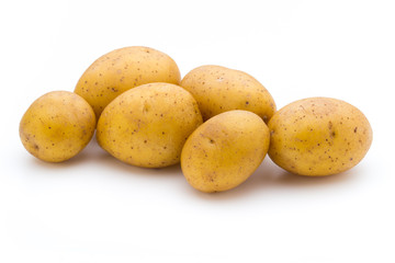 Raw potato isolated on white background.