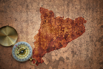 map of catalonia on a old vintage crack paper
