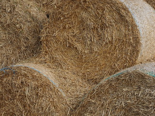 Strohballen aufgeschichtet 