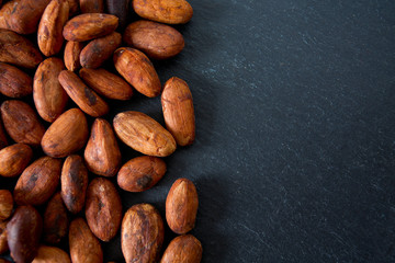 cocoa beans on chalkboard