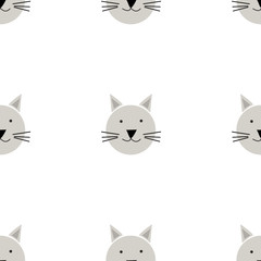 pattern seamless gattini grigi su sfondo bianco