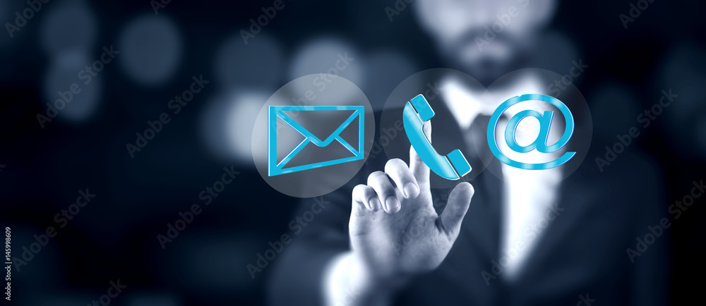 Poster man choosing mail as a contact method