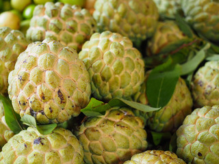 Fototapeta premium Custard apples (sugar apples) ready to sell in the market.