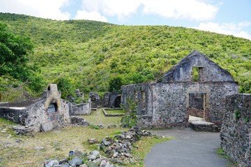 Fototapeta na wymiar View of the historic landmark Annaberg Sugar Plantation ruins in the United States Virgin Islands National Park