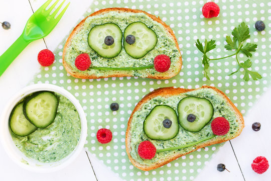 Healthy sandwich for kids shaped cute frog