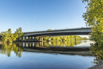 Fototapeta na wymiar highway bridge at Raunheim crosses river Main