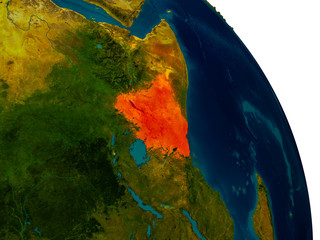 Kenya on model of planet Earth