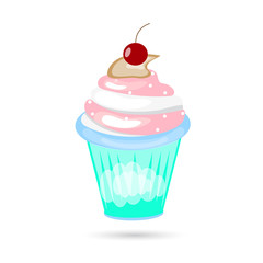 Icon of a cake with cream on a white background