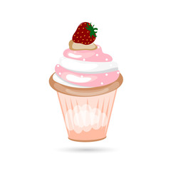 Icon of a cake with cream on a white background