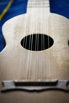 Baroque guitar. Close-up detail