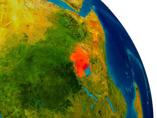 Uganda on model of planet Earth
