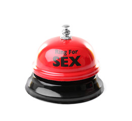 Ring for sex bell on white background