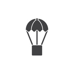 delivery service symbol. package with parachute icon vector, solid logo illustration.